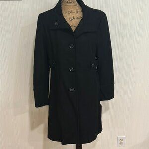 Nine West Wool Blend Classic Black Coat Size 12